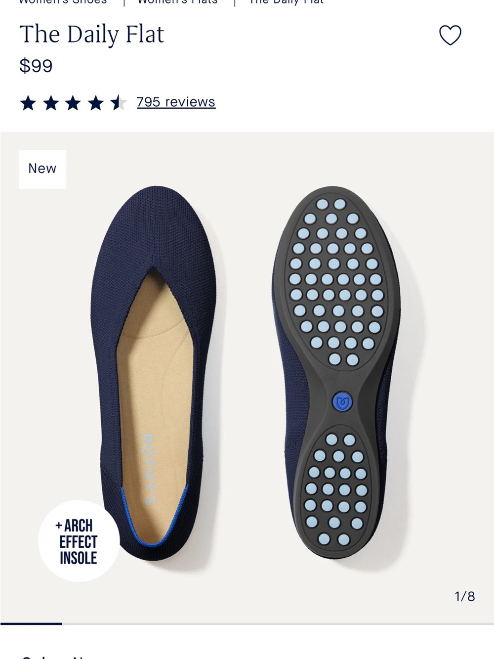 Rothy's Navy Knit Slip-On Ballet Flat
